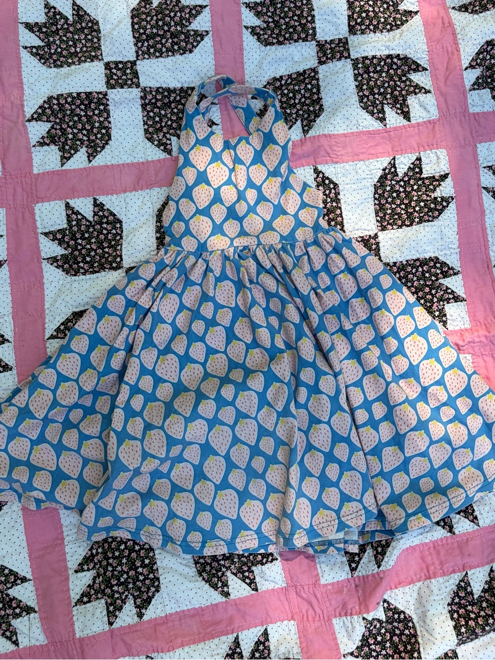 Ollie Jay blue Strawberry Print cross back dress